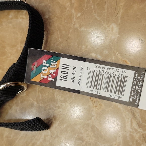 Top Paw jet black 16" dog collar - small dog/large cat - Picture 11 of 12